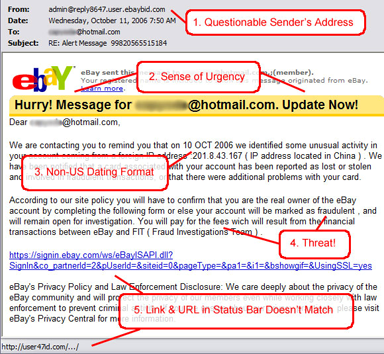 email from ebay, avoiding scams