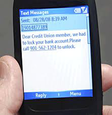 scam text message, mobile phone