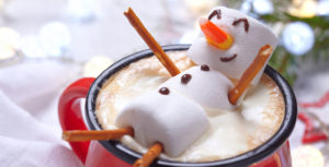 Snownman relaxing in coffee after skipping a payment