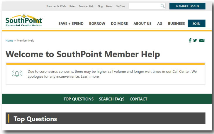 SouthPoint Member Help page