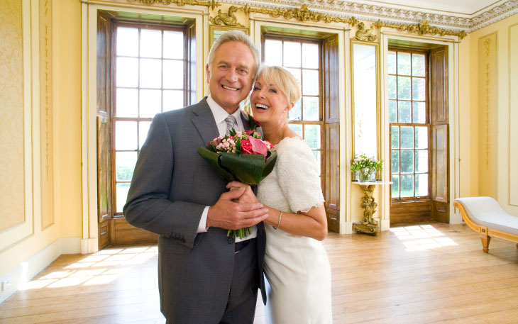 Mature couple on their wedding day