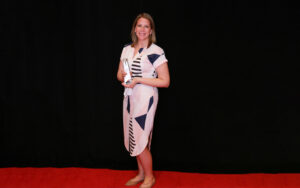 Kim Peterson accepts a CUNA Diamond Award in March 2022.