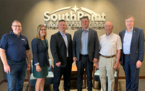 Pictured L-R: SouthPoint Chief Financial Officer Al Peterson, Minnesota Credit Union Network Chief Advocacy and Engagement Officer Mara Humphrey, SouthPoint President and Chief Executive Officer Jay Gostonczik, Brad Finstad, SouthPoint Board Member Bob Weiss and Minnesota Credit Union Network President and Chief Executive Officer Mark Cummins