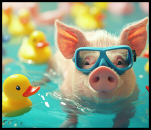 HELCO Special Floating Pig and Ducks in Pool